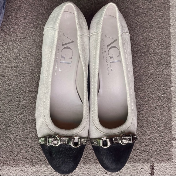 AGL Attilio Guisti Leombruni Shoes Womens 41, 9.5 Ballet Wedge Leather Round Toe - Picture 1 of 11